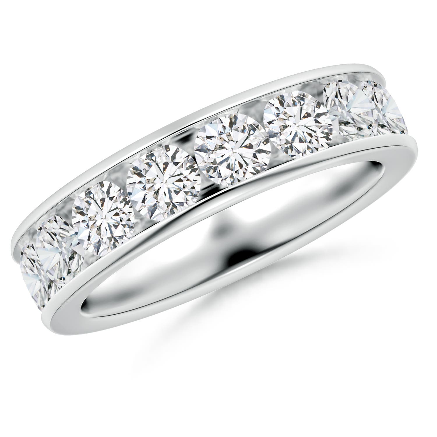 3.8mm HSI2 Channel-Set Half Eternity Diamond Wedding Ring for Women in P950 Platinum