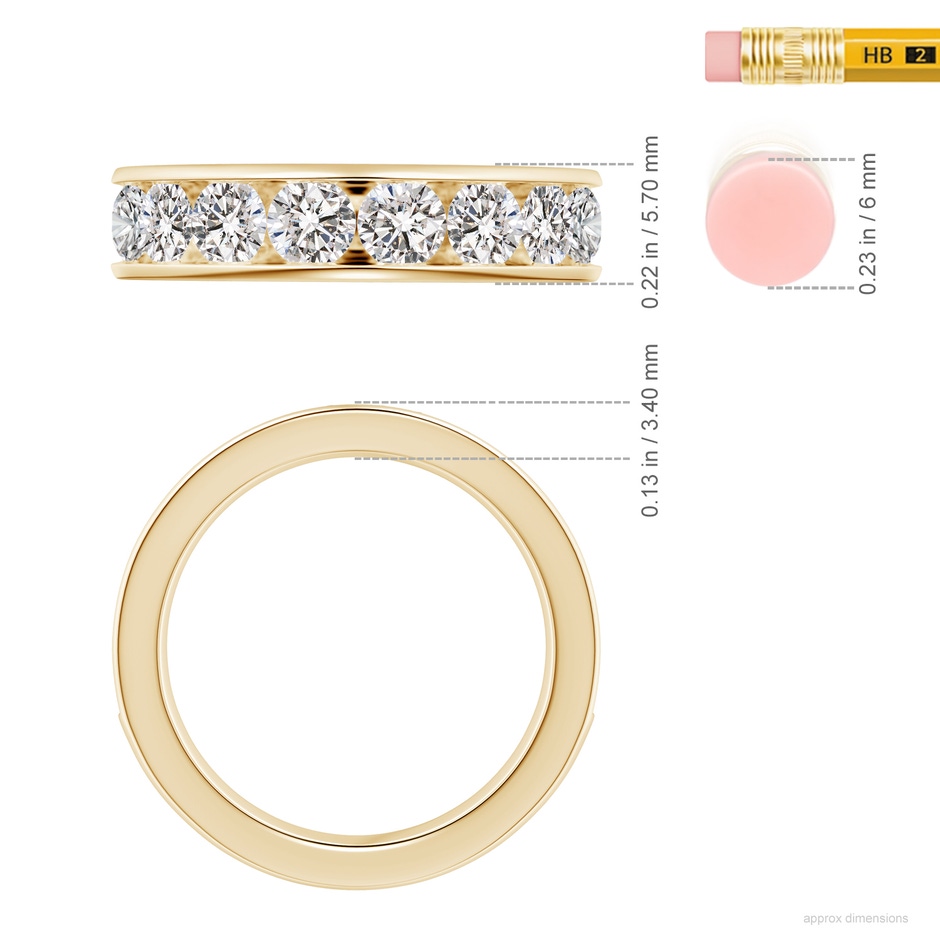 3.8mm IJI1I2 Channel-Set Half Eternity Diamond Wedding Ring for Women in Yellow Gold ruler