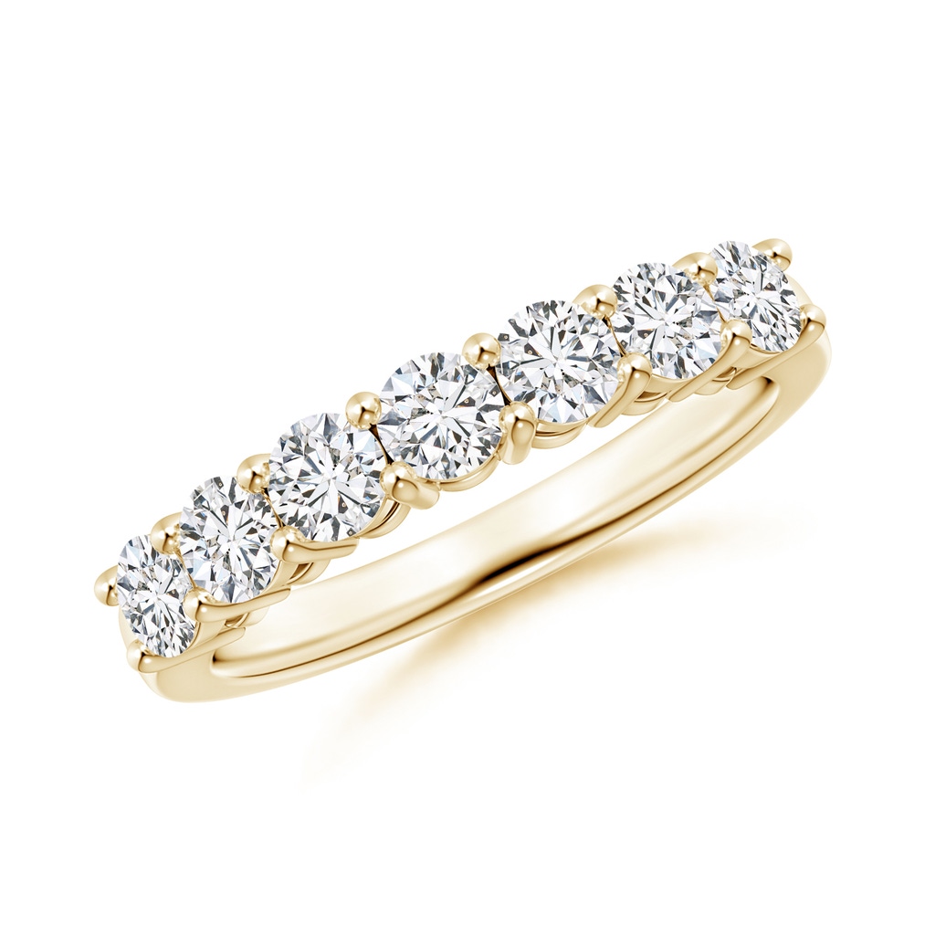 3.4mm HSI2 Half Eternity Seven Stone Diamond Wedding Band in Yellow Gold