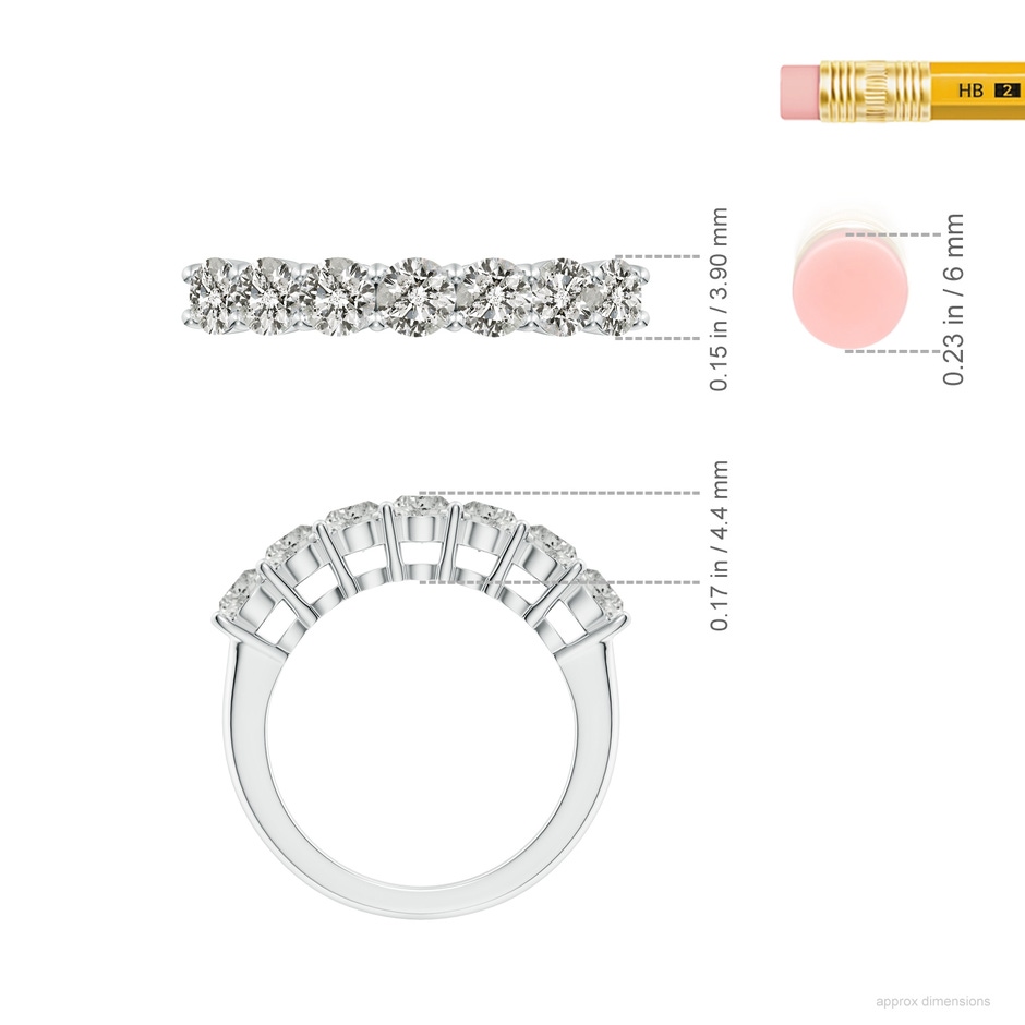 3.9mm KI3 Half Eternity Seven Stone Diamond Wedding Band in P950 Platinum ruler
