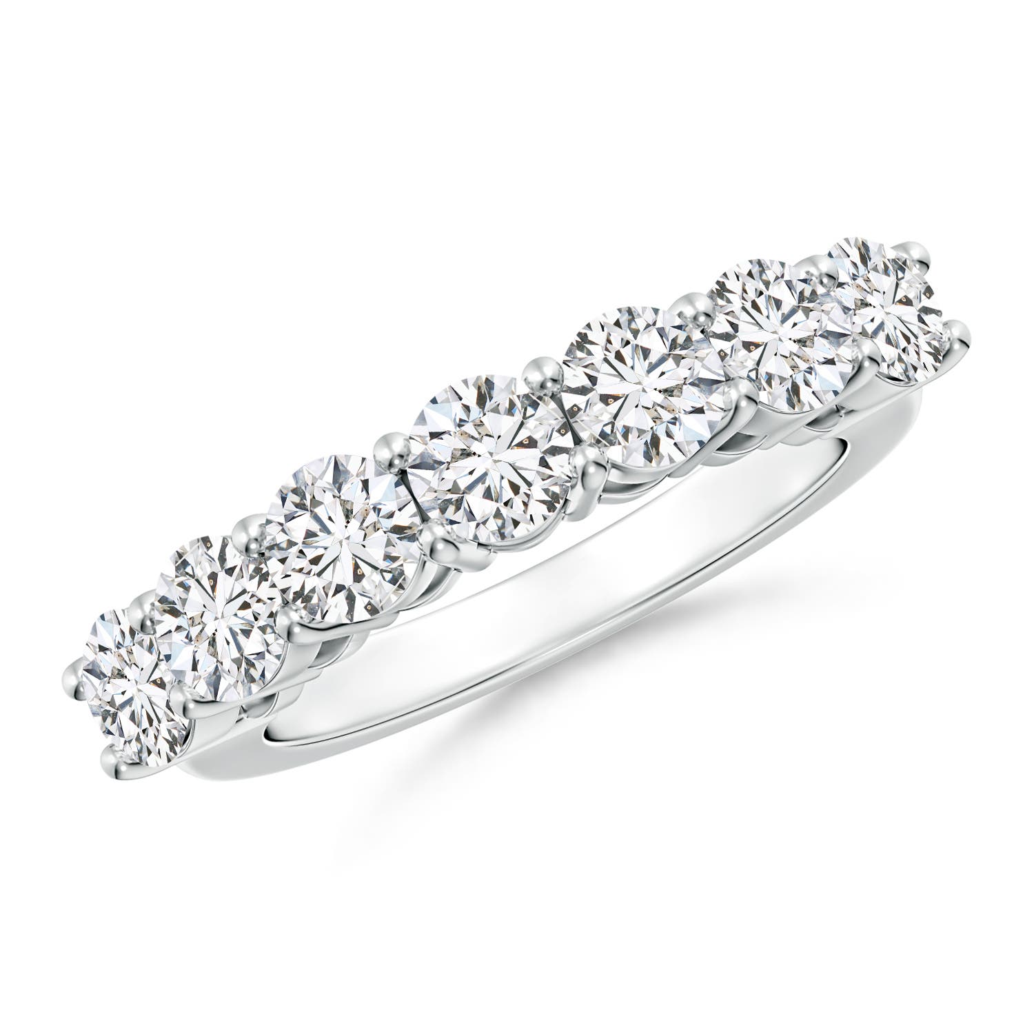 4.2mm HSI2 Half Eternity Seven Stone Diamond Wedding Band in White Gold