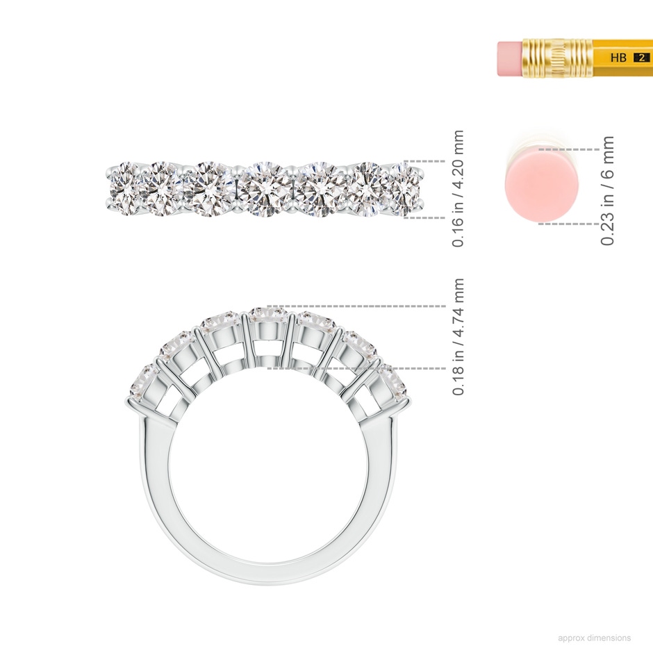 4.2mm IJI1I2 Half Eternity Seven Stone Diamond Wedding Band in White Gold ruler