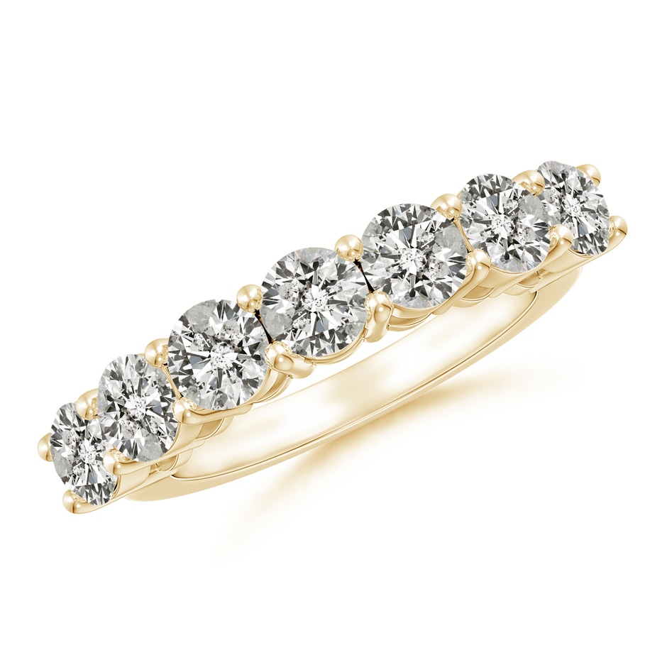 4.5mm KI3 Half Eternity Seven Stone Diamond Wedding Band in Yellow Gold 