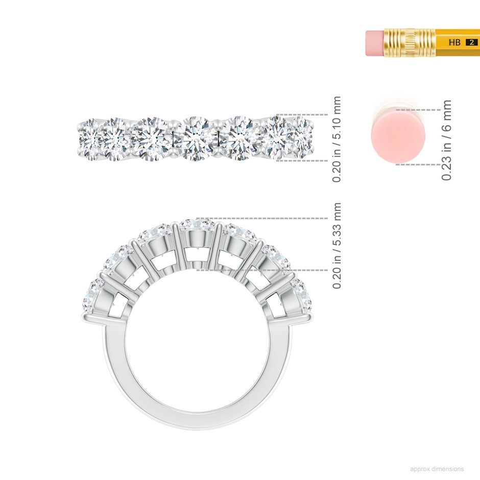5.1mm GVS2 Half Eternity Seven Stone Diamond Wedding Band in P950 Platinum ruler