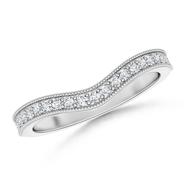 1.4mm GVS2 Pavé-Set Diamond Contour Wedding Band for Women in White Gold 