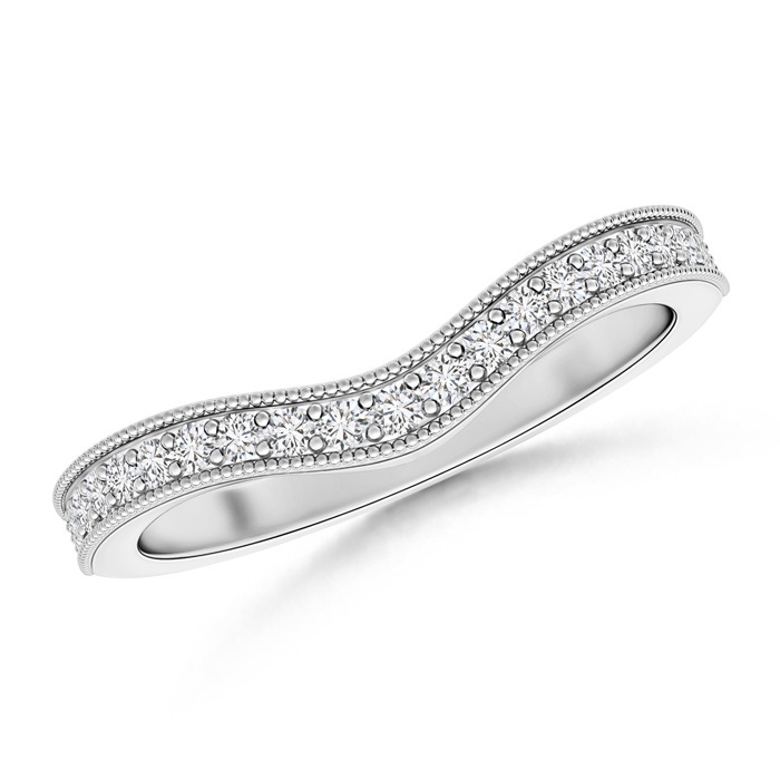 1.4mm HSI2 Pavé-Set Diamond Contour Wedding Band for Women in White Gold 