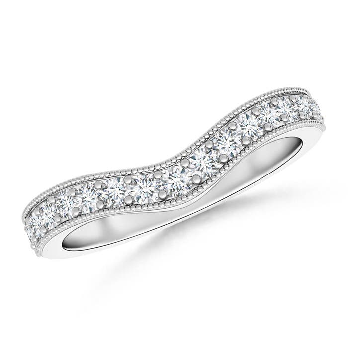 Angara 0.53 Carat Lab-Grown Pave-Set Diamond Contour Wedding Ring for Women in Platinum