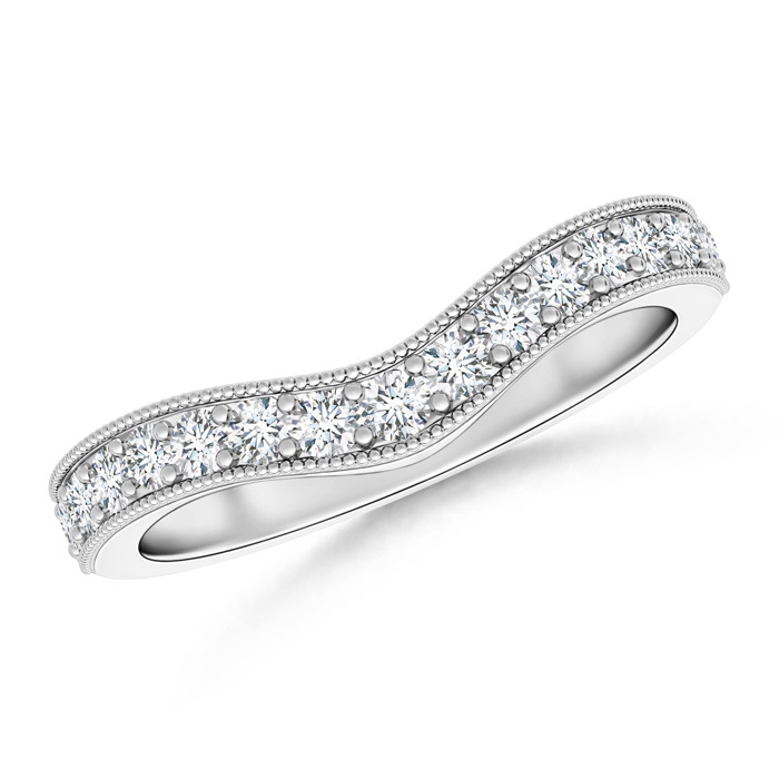 2mm GVS2 Pavé-Set Diamond Contour Wedding Band for Women in White Gold 