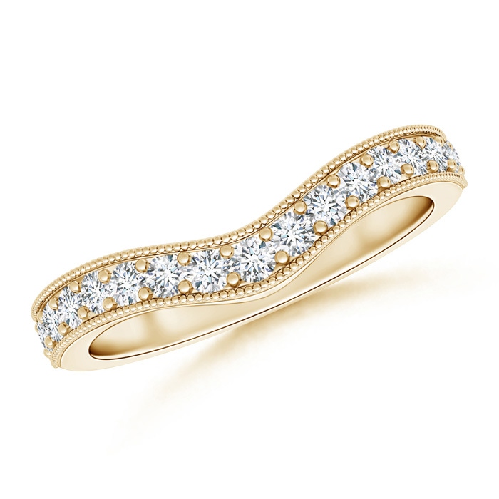 2mm GVS2 Pavé-Set Diamond Contour Wedding Band for Women in Yellow Gold 