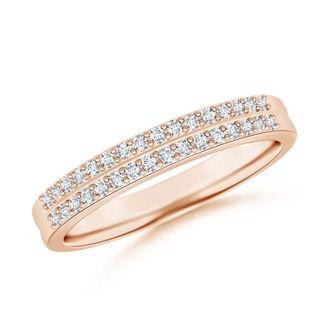 1.2mm GVS2 Prong Set Two Row Diamond Wedding Band for Her in Rose Gold