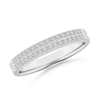 1.2mm HSI2 Prong Set Two Row Diamond Wedding Band for Her in White Gold