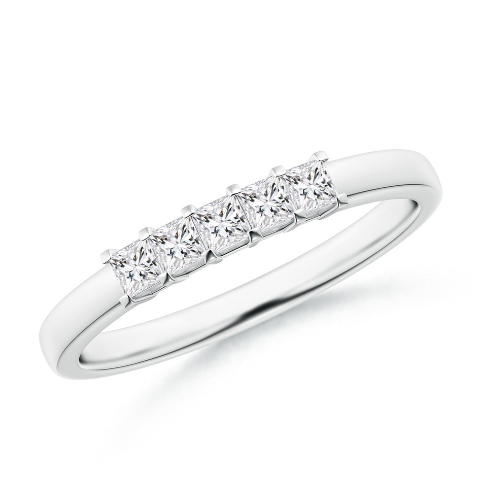 2.1mm HSI2 Classic Five Stone Princess Diamond Wedding Band for Her in White Gold 