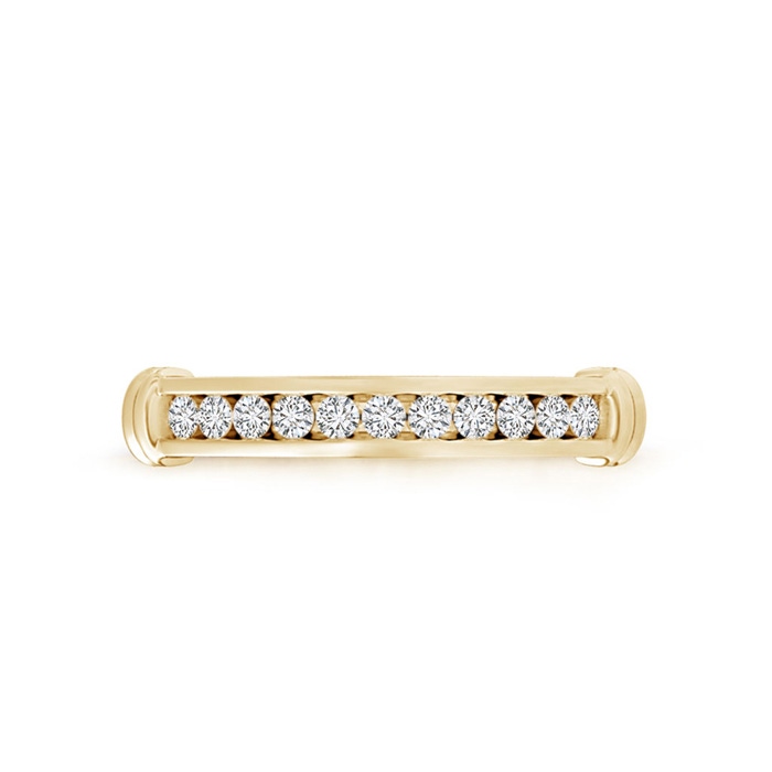 1.7mm HSI2 Channel Set Round Diamond Semi Eternity Love Wedding Band in Yellow Gold Side-1