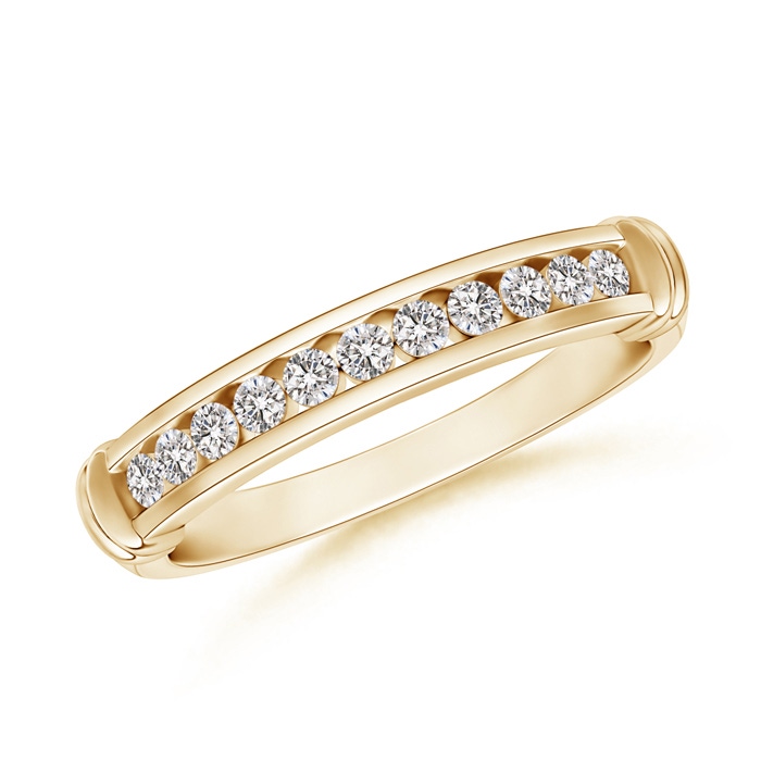 1.7mm IJI1I2 Channel Set Round Diamond Semi Eternity Love Wedding Band in Yellow Gold 