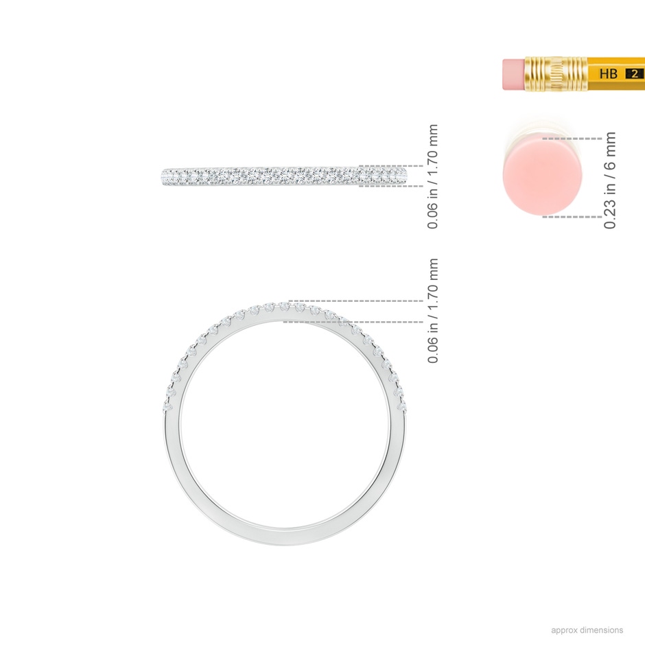 1.2mm GHVS Classic Diamond Half Eternity Wedding Band in P950 Platinum ruler