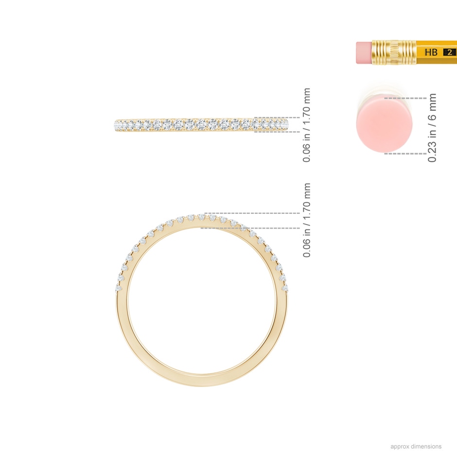 1.2mm GHVS Classic Diamond Half Eternity Wedding Band in Yellow Gold ruler