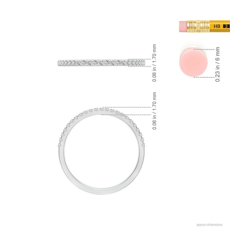 1.2mm II1 Classic Diamond Half Eternity Wedding Band in White Gold ruler