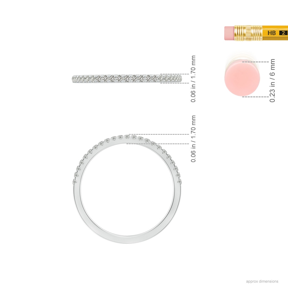 1.2mm JI2 Classic Diamond Half Eternity Wedding Band in White Gold ruler