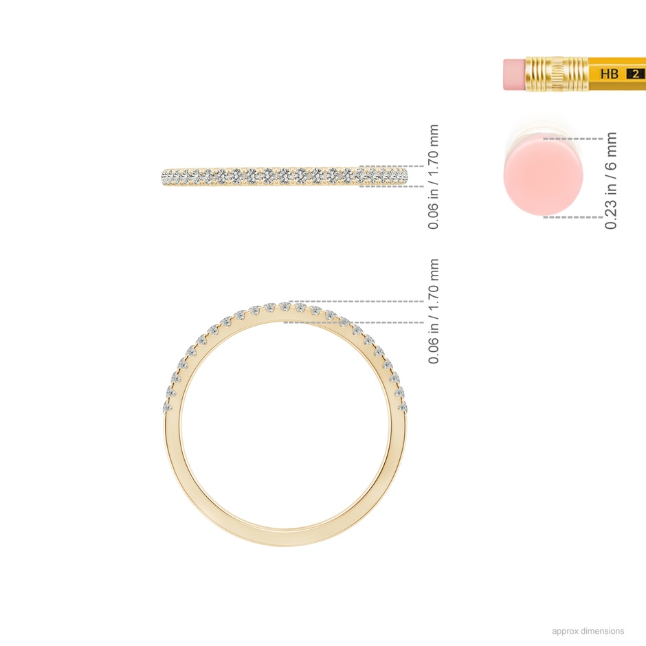 1.2mm JI2 Classic Diamond Half Eternity Wedding Band in Yellow Gold ruler
