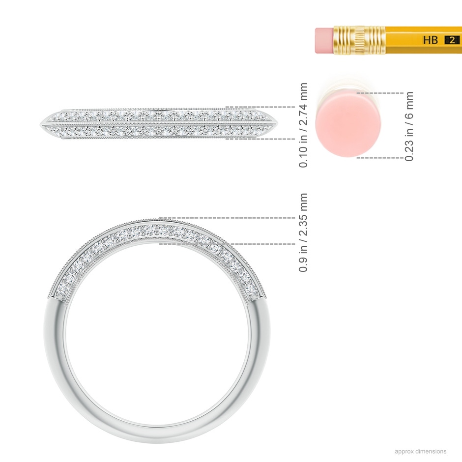 1.2mm GVS2 Pavé-Set Diamond Knife Edge Wedding Band for Women in White Gold ruler