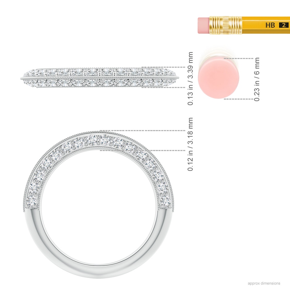 1.75mm GVS2 Pavé-Set Diamond Knife Edge Wedding Band for Women in White Gold ruler