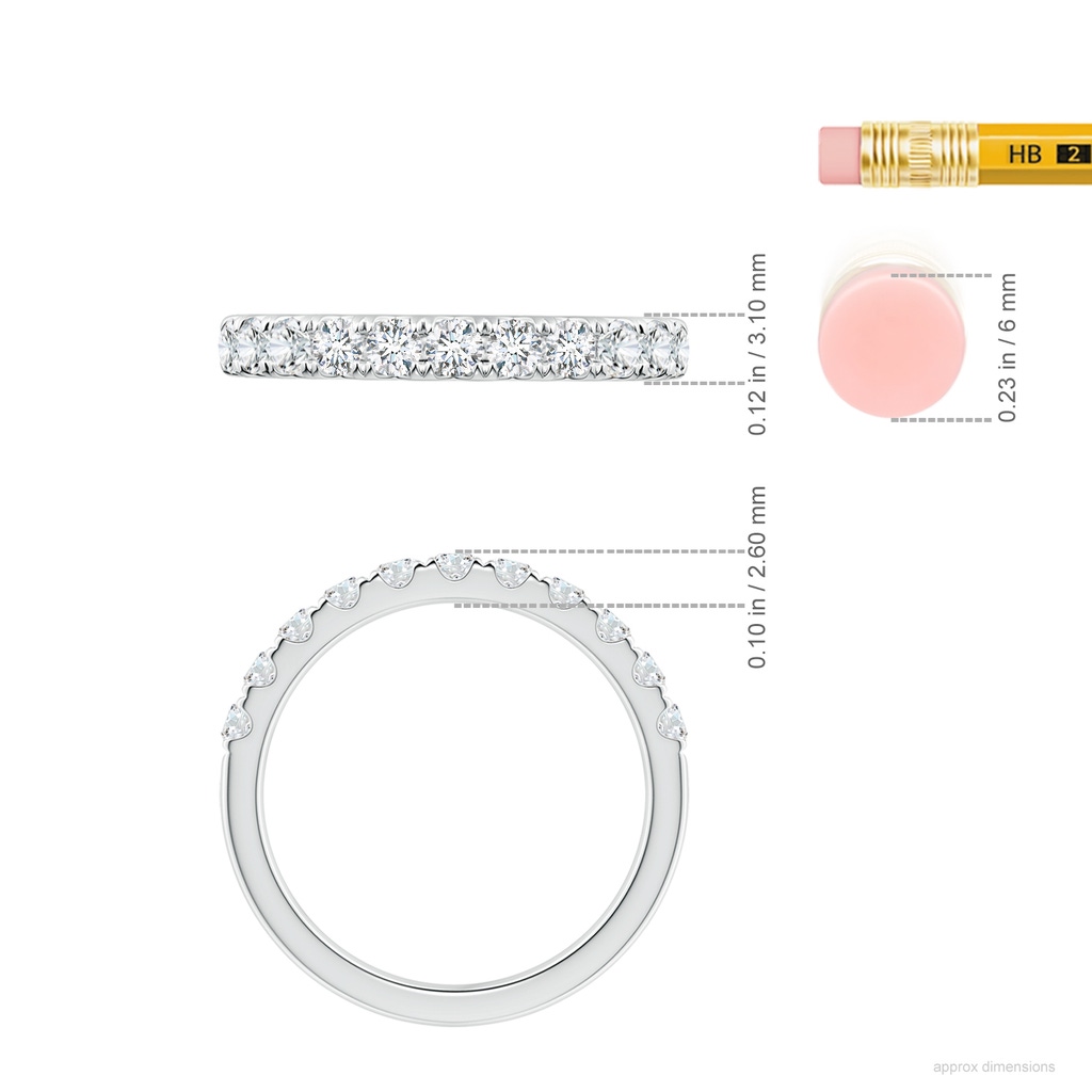 2.5mm GVS2 Classic Split Prong Diamond Half Eternity Wedding Ring in P950 Platinum ruler
