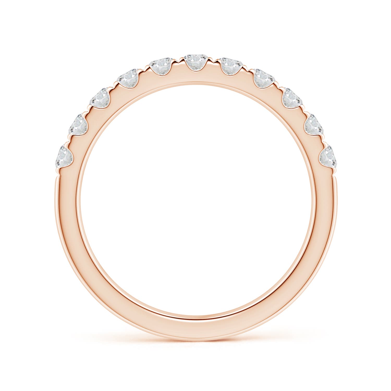 2.5mm HSI2 Classic Split Prong Diamond Half Eternity Wedding Ring in 18K Rose Gold