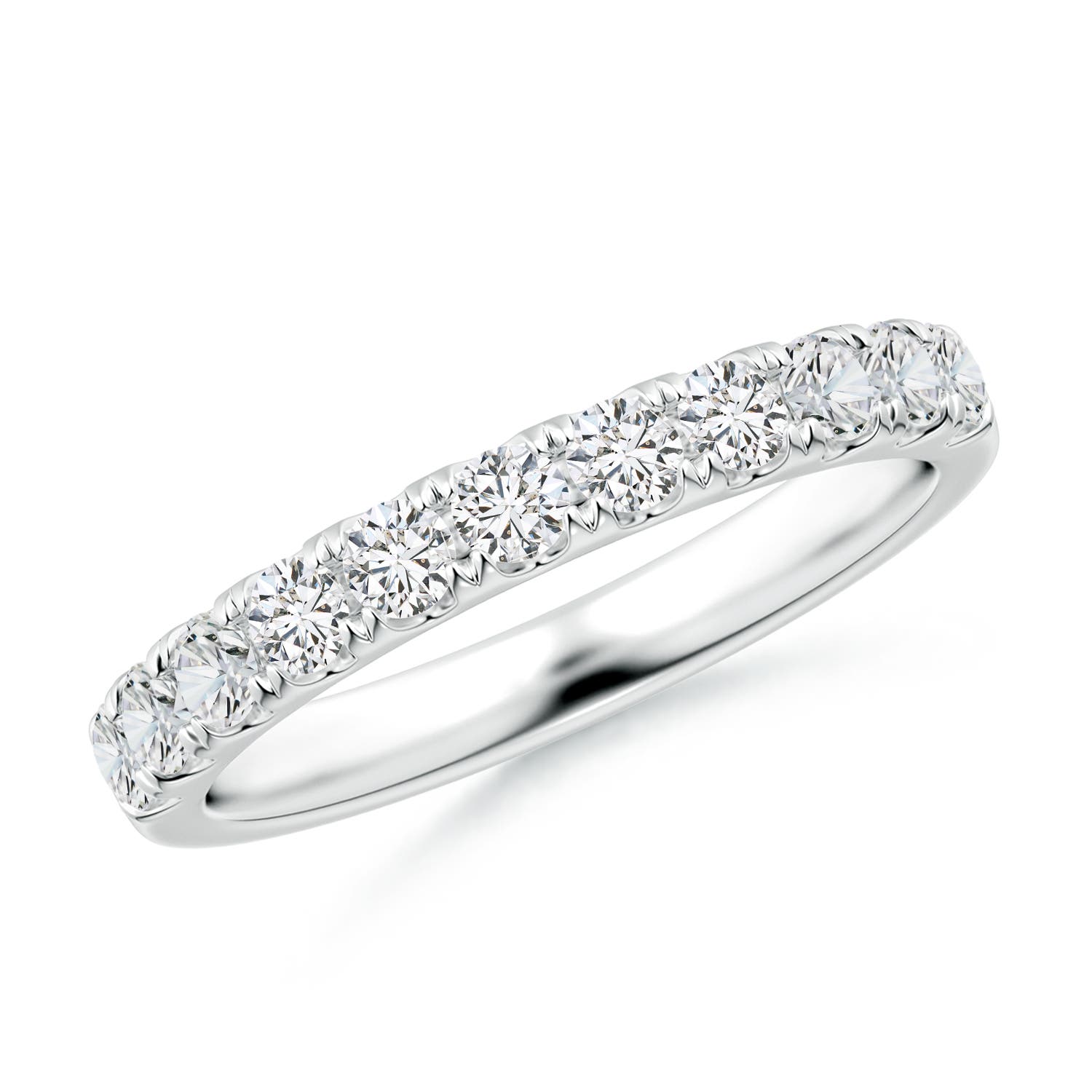 2.5mm HSI2 Classic Split Prong Diamond Half Eternity Wedding Ring in 18K White Gold