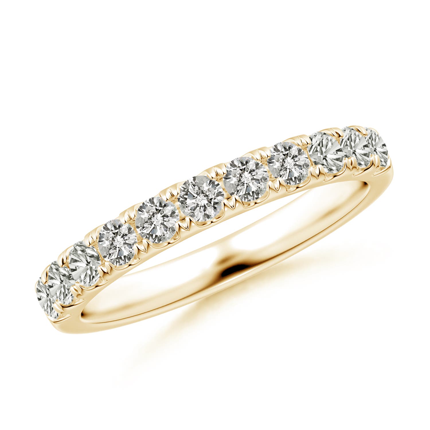 2.5mm KI3 Classic Split Prong Diamond Half Eternity Wedding Ring in Yellow Gold