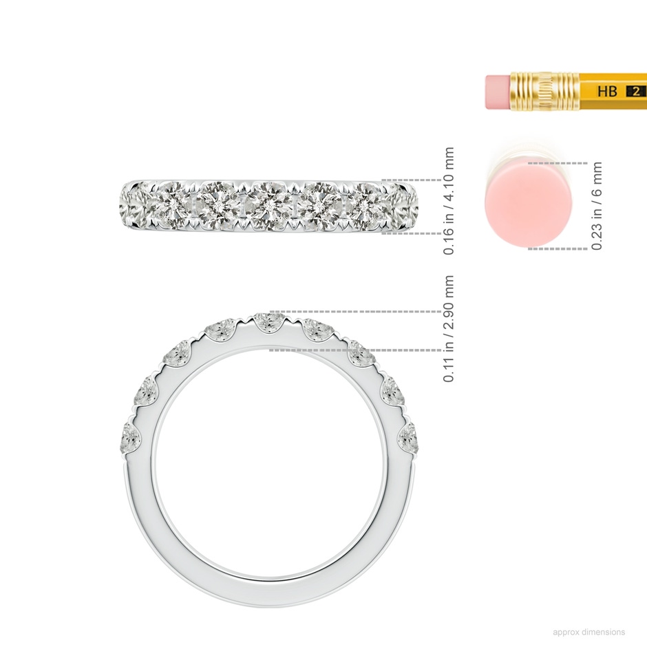 3.5mm KI3 Classic Split Prong Diamond Half Eternity Wedding Ring in White Gold ruler