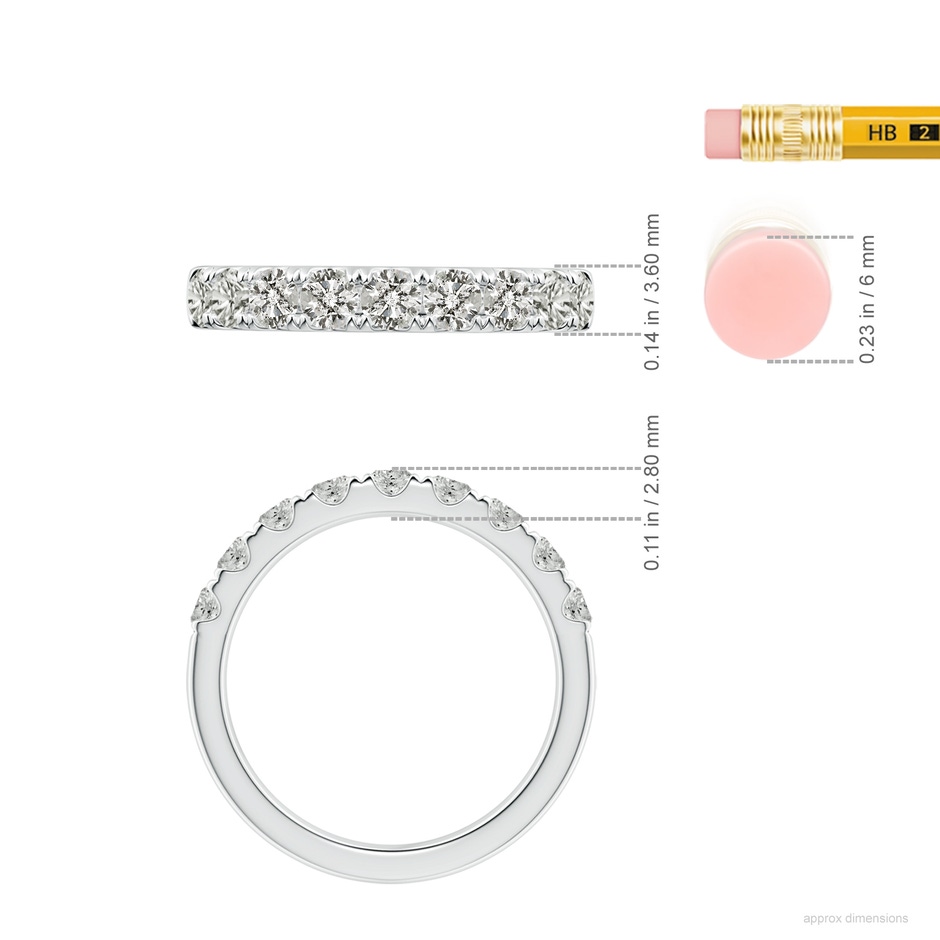 3mm KI3 Classic Split Prong Diamond Half Eternity Wedding Ring in White Gold ruler