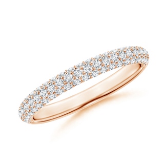1.2mm GVS2 Triple Row Diamond Wedding Band for Women in Rose Gold