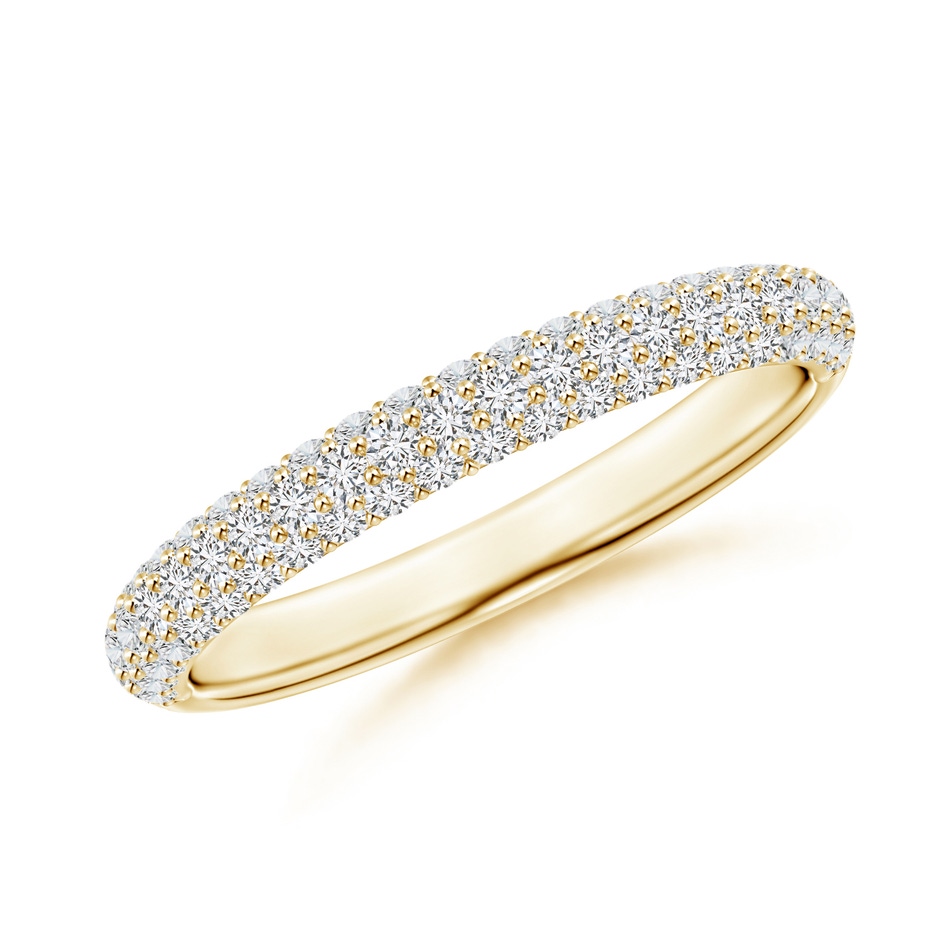 1.2mm HSI2 Triple Row Diamond Wedding Band for Women in Yellow Gold 
