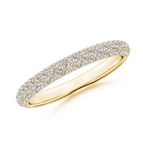 1.2mm IJI1I2 Triple Row Diamond Wedding Band for Women in Yellow Gold