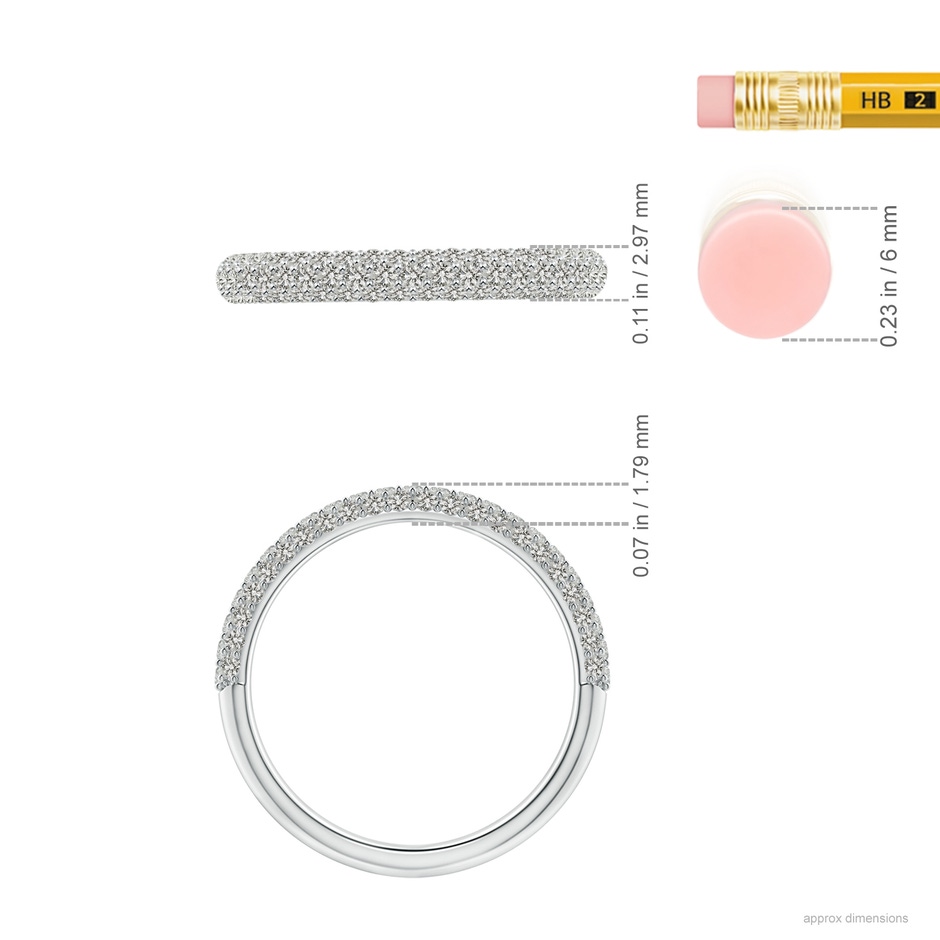 1.2mm KI3 Triple Row Diamond Wedding Band for Women in P950 Platinum ruler
