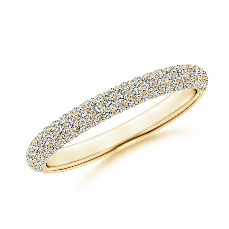 1.2mm KI3 Triple Row Diamond Wedding Band for Women in Yellow Gold 