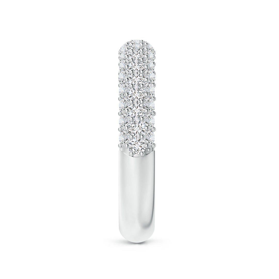 1.6mm HSI2 Triple Row Diamond Wedding Band for Women in White Gold - side 3