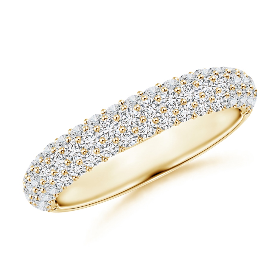 1.6mm HSI2 Triple Row Diamond Wedding Band for Women in Yellow Gold 