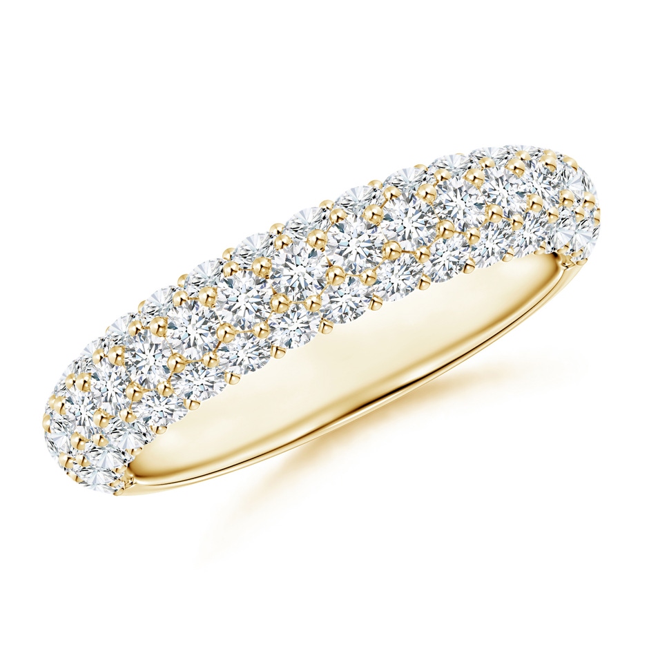 2mm GVS2 Triple Row Diamond Wedding Band for Women in Yellow Gold 
