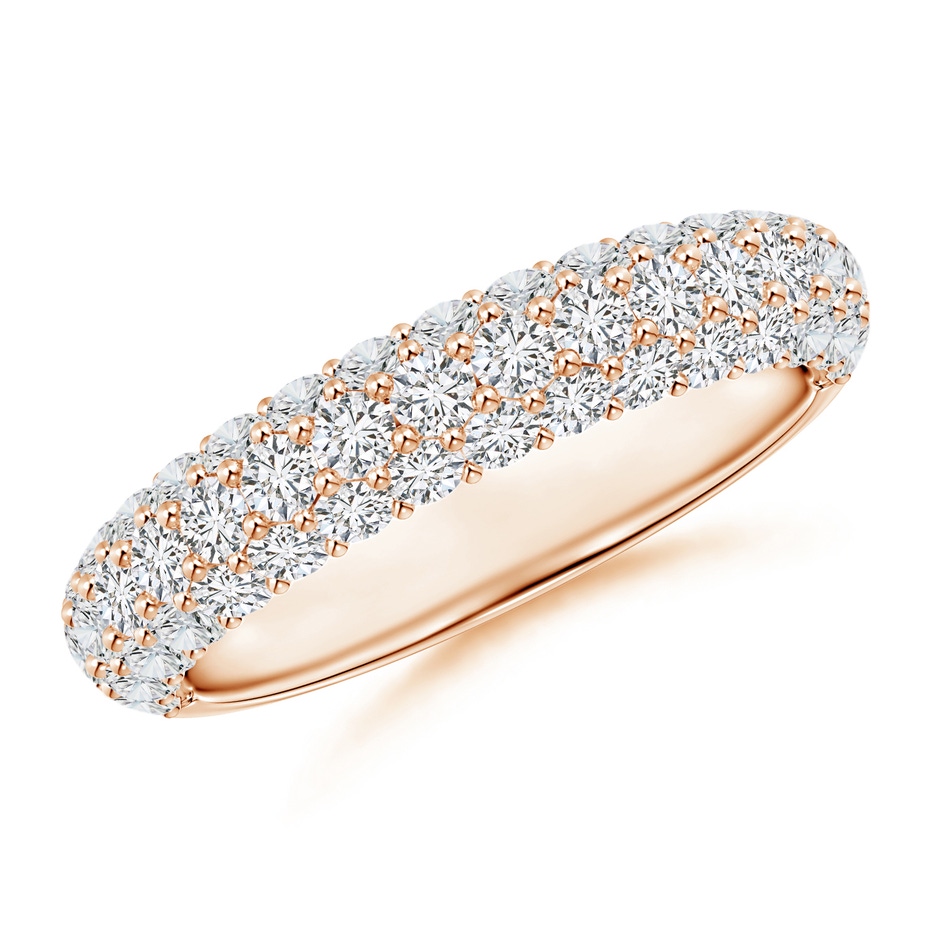 2mm HSI2 Triple Row Diamond Wedding Band for Women in Rose Gold 