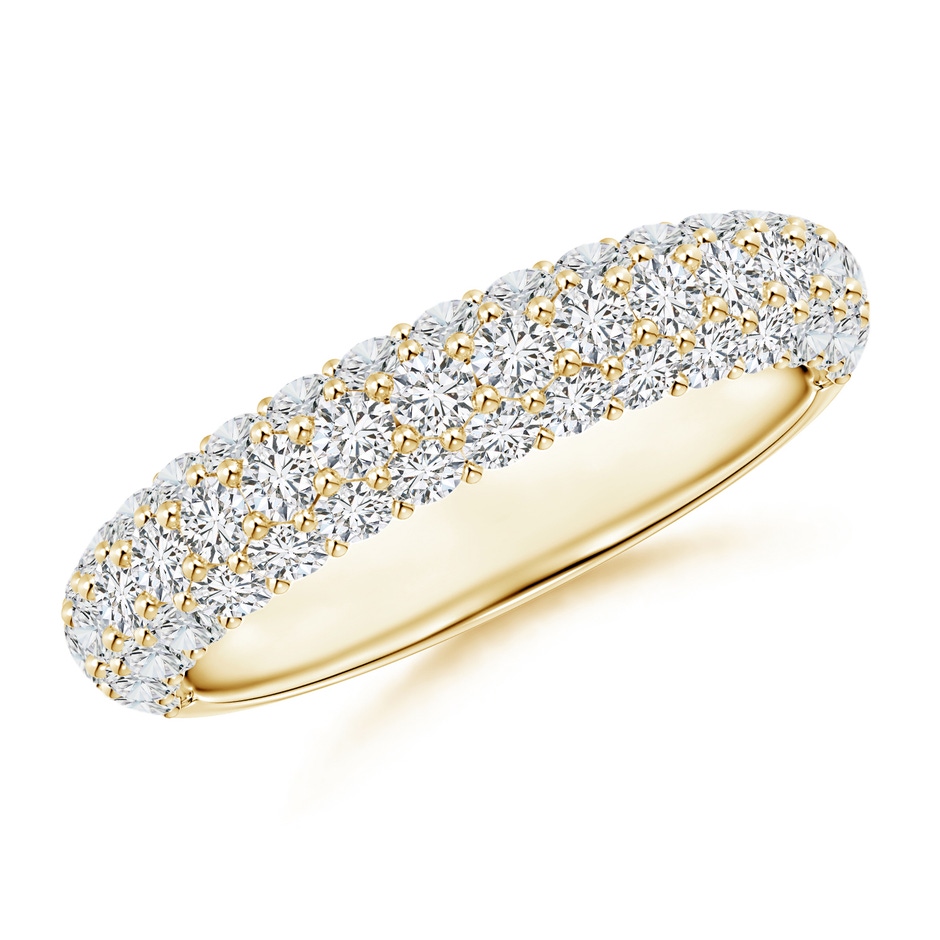 2mm HSI2 Triple Row Diamond Wedding Band for Women in Yellow Gold 