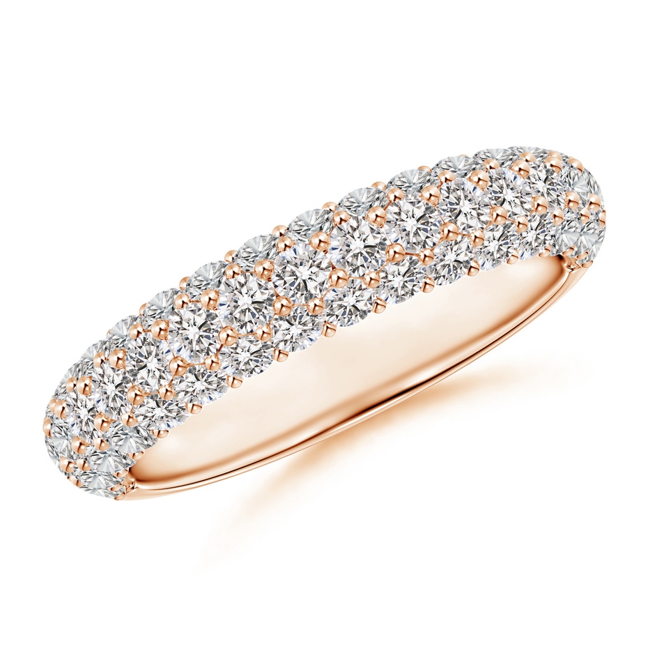 2mm IJI1I2 Triple Row Diamond Wedding Band for Women in Rose Gold 