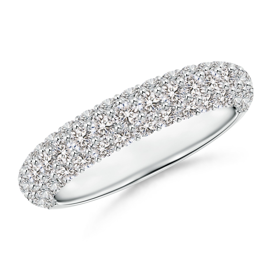 2mm IJI1I2 Triple Row Diamond Wedding Band for Women in White Gold 