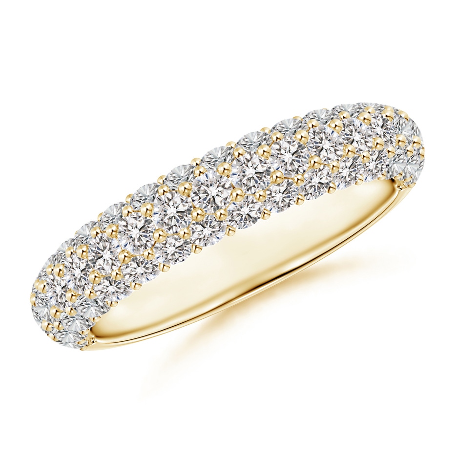 2mm IJI1I2 Triple Row Diamond Wedding Band for Women in Yellow Gold 