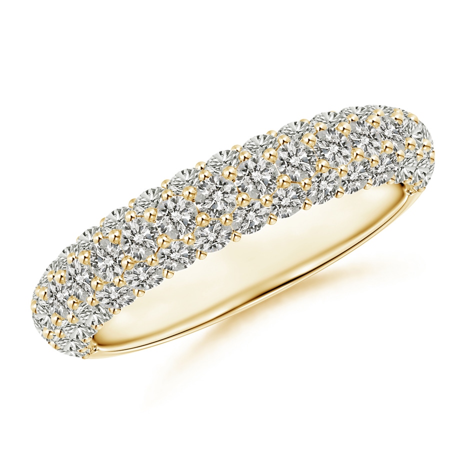 2mm KI3 Triple Row Diamond Wedding Band for Women in Yellow Gold 