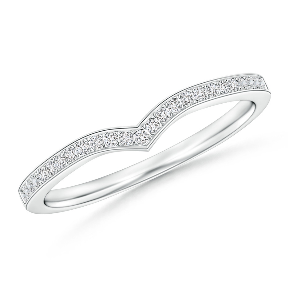 1mm HSI2 pave Half Eternity Diamond Pointed Wedding Band for Her in White Gold 