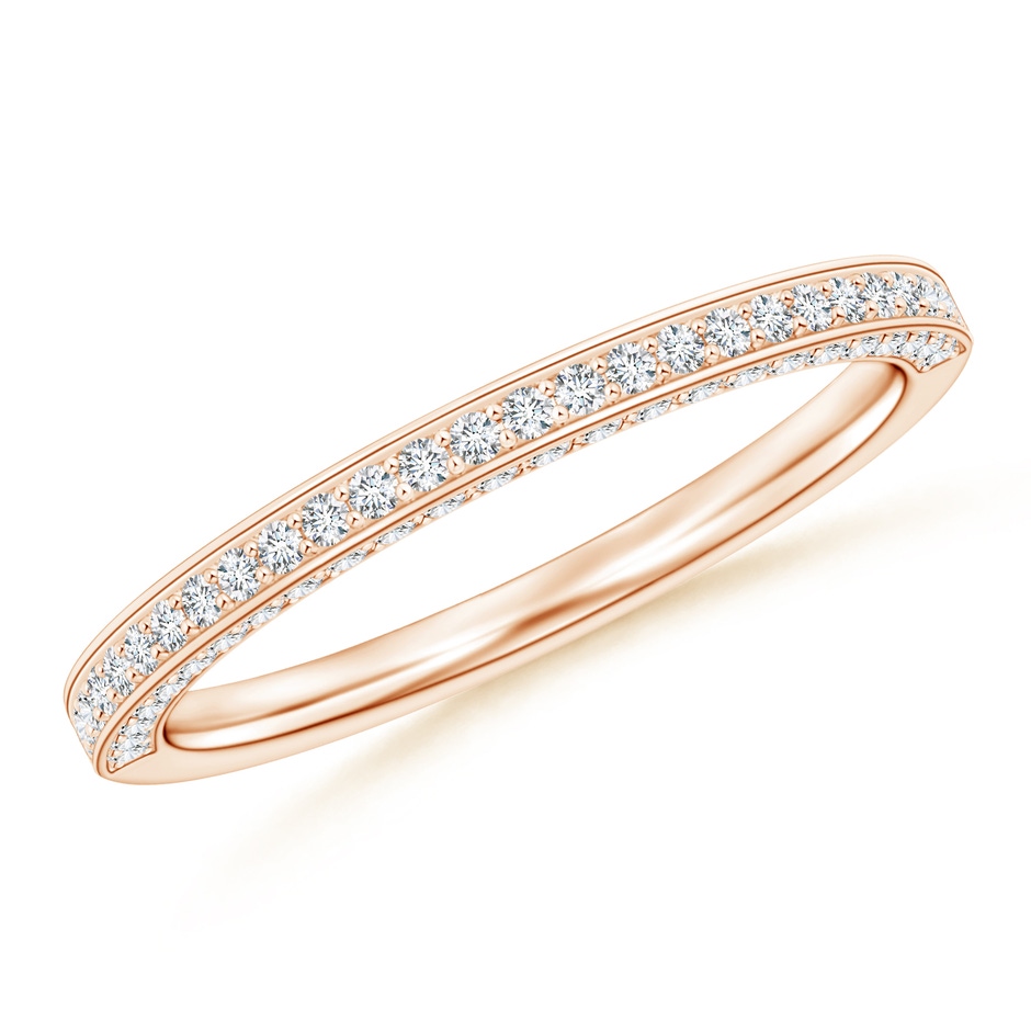1mm GVS2 Trio Set Pave Diamond Semi Eternity Wedding Band in Rose Gold 