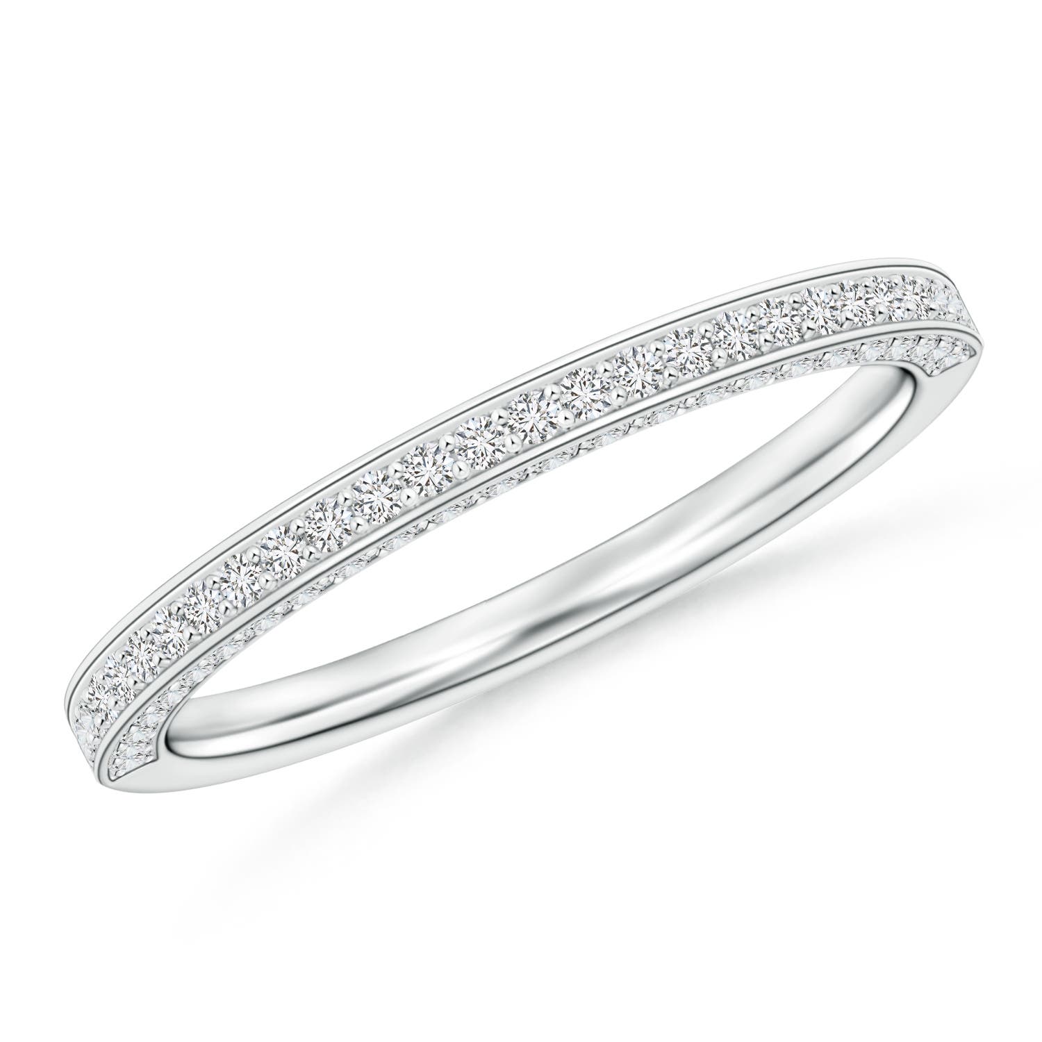 1mm HSI2 Trio Set Pave Diamond Semi Eternity Wedding Band in P950 Platinum