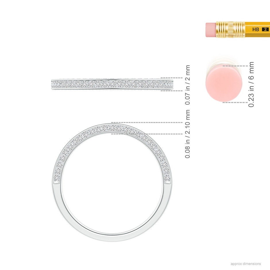 1mm HSI2 Trio Set Pave Diamond Semi Eternity Wedding Band in P950 Platinum ruler