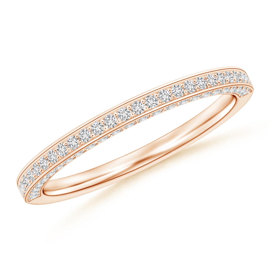 1mm HSI2 Trio Set Pave Diamond Semi Eternity Wedding Band in Rose Gold 